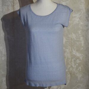 Talbots Women's S Light Blue Cap Sleeve Scoop Neck Knit Top